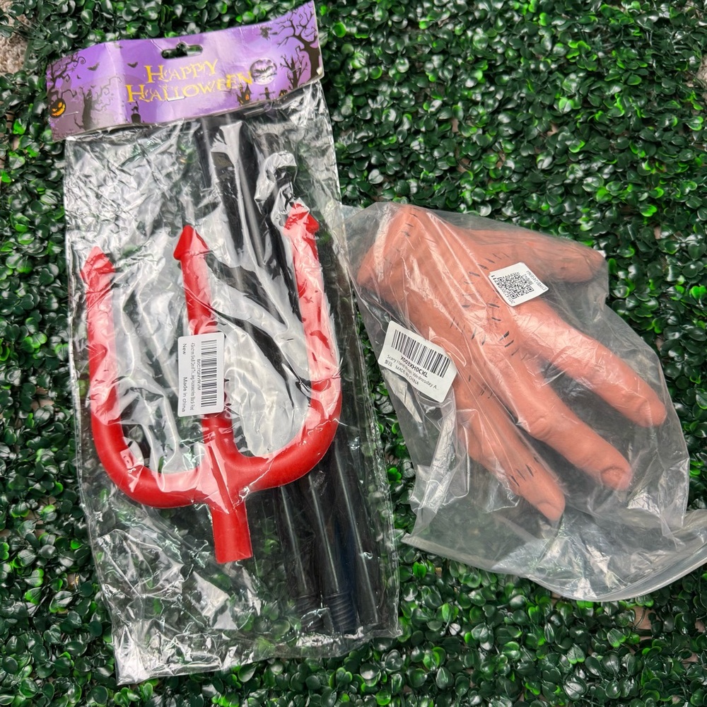 Halloween Red Devil Pitchfork and Thing Hand Addams Family Cosplay